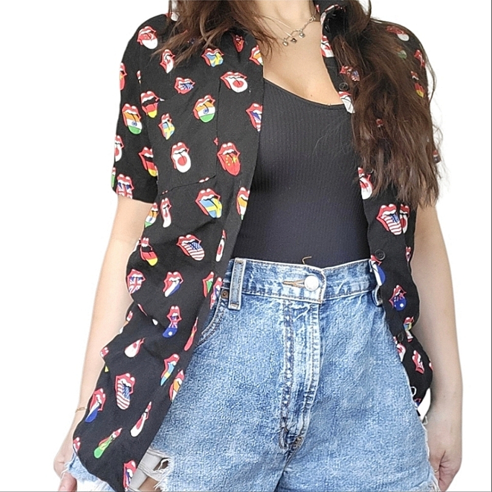 authentic rolling stones button down shirt